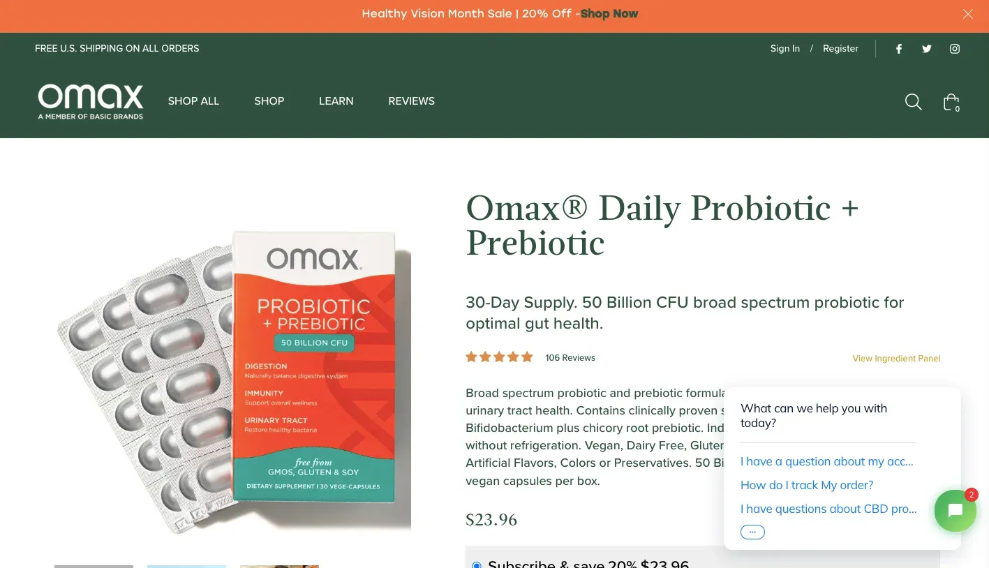 omax prebiotic & probiotic